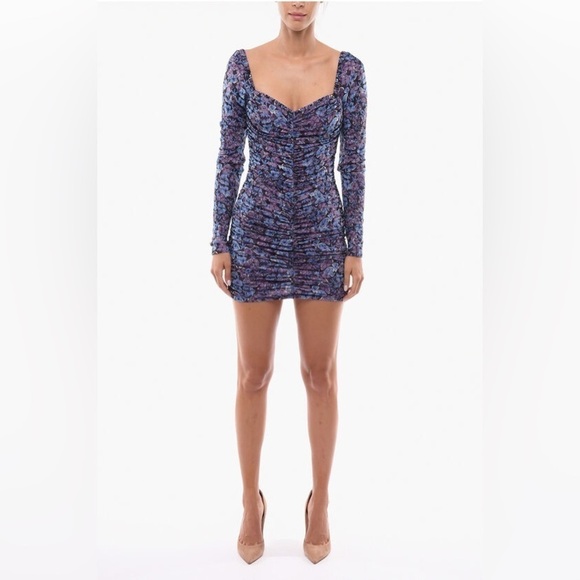 ROTATE | BIRGER CHRISTENSEN Floral Printed Halterneck Ruched Mini Dress | Small - Picture 4 of 16